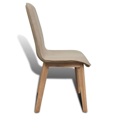 Dealsmate  Dining Chairs 4 pcs Beige Fabric and Solid Oak Wood