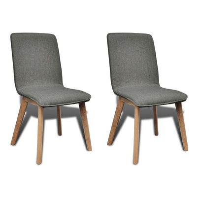 Dealsmate  Dining Chairs 2 pcs Light Grey Fabric and Solid Oak Wood