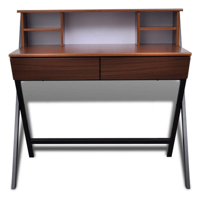 Dealsmate Brown Workstation Computer Desk with 2 Drawers