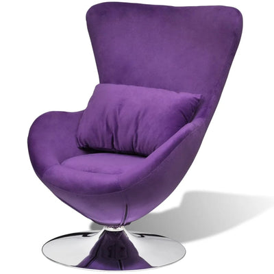 Dealsmate  Swivel Egg Chair with Cushion Small Purple Velvet