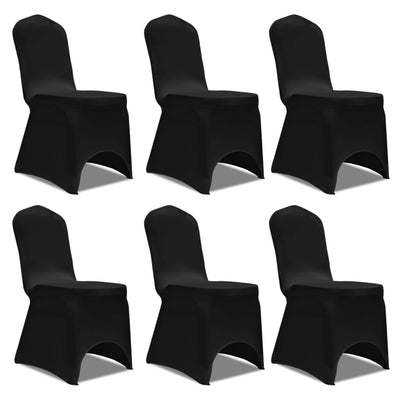 Dealsmate  Chair Cover Stretch 6 pcs Black