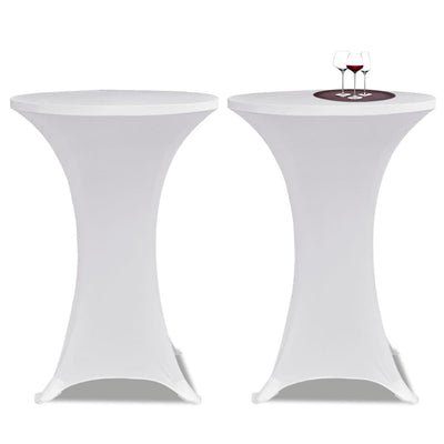 Dealsmate Standing Table Cover Ø 80 cm White Stretch 2 pcs