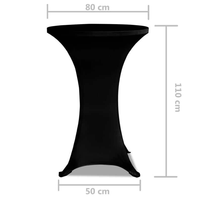 Dealsmate Standing Table Cover Ø 80 cm Black Stretch 2 pcs