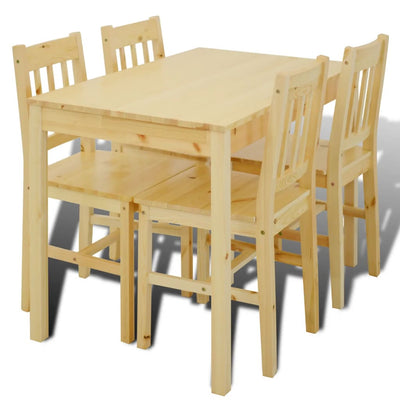 Dealsmate Wooden Dining Table with 4 Chairs Natural