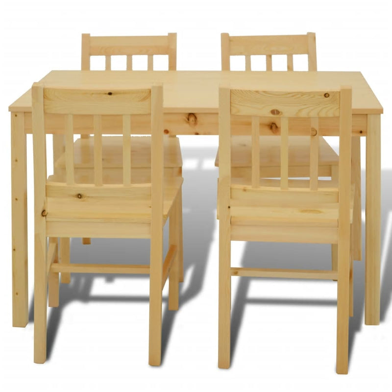 Dealsmate Wooden Dining Table with 4 Chairs Natural