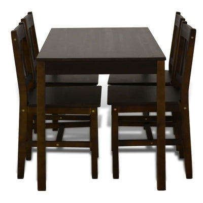 Dealsmate Wooden Dining Table with 4 Chairs Brown