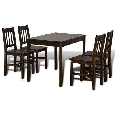 Dealsmate Wooden Dining Table with 4 Chairs Brown