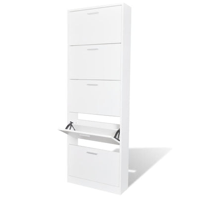 Dealsmate White Wooden Shoe Cabinet with 5 Compartments