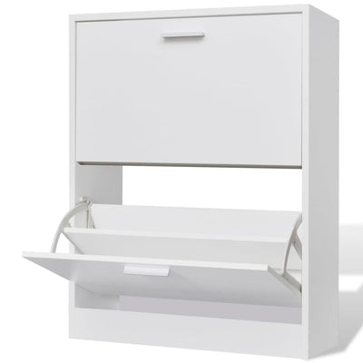 Dealsmate  Shoe Cabinet with 2 Compartments Wooden White