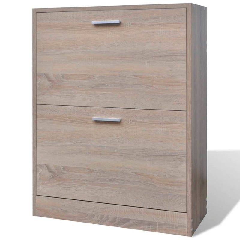 Dealsmate Oak Look Wooden Shoe Cabinet with 2 Compartments