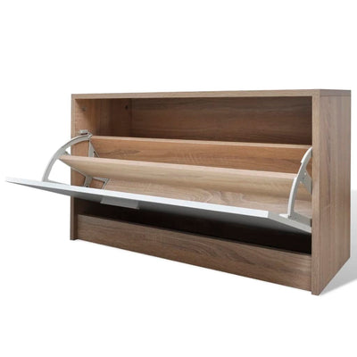 Dealsmate Oak and White 3-in-1 Wooden Shoe Cabinet Set