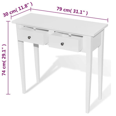 Dealsmate  Dressing Console Table with Two Drawers White