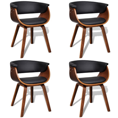 Dealsmate  Dining Chairs 4 pcs Bent Wood and Faux Leather