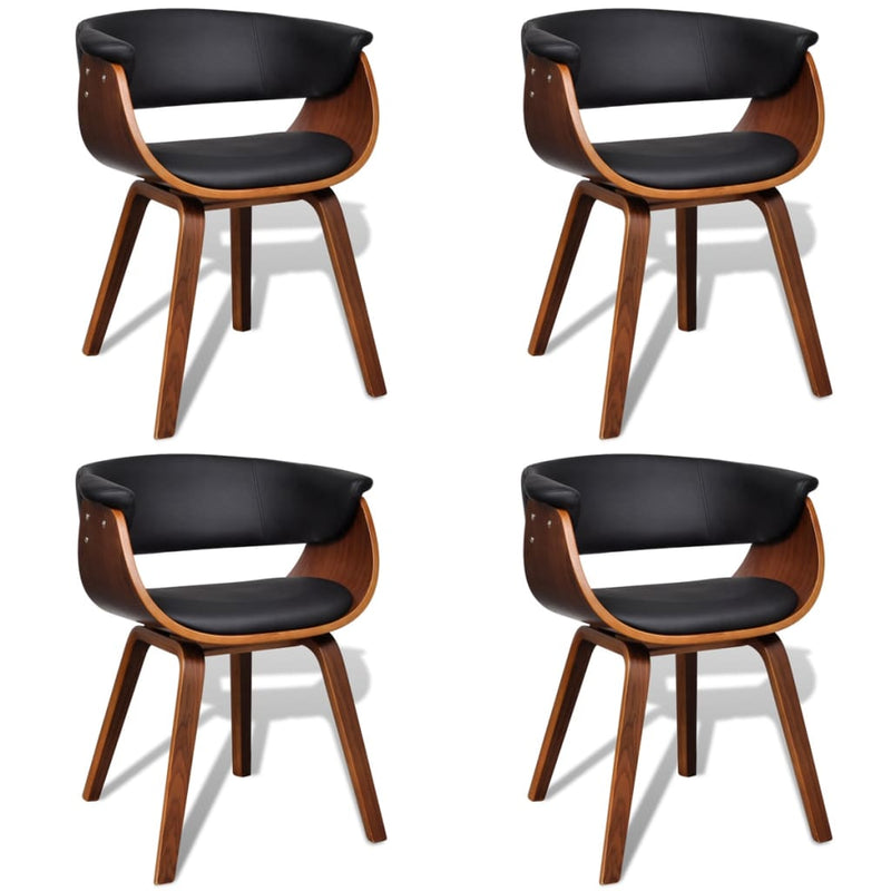 Dealsmate  Dining Chairs 4 pcs Bent Wood and Faux Leather