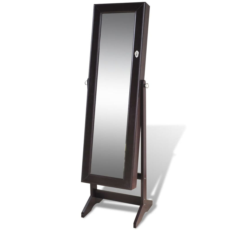 Dealsmate  Free Standing Jewellry Cabinet with Mirror Brown