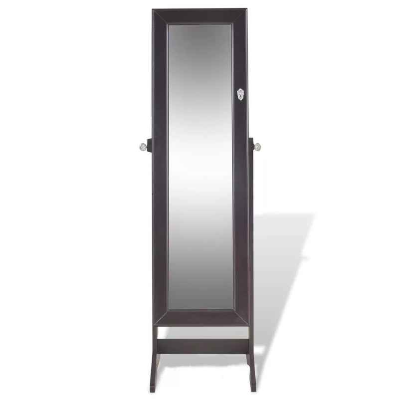 Dealsmate  Free Standing Jewellry Cabinet with Mirror Brown