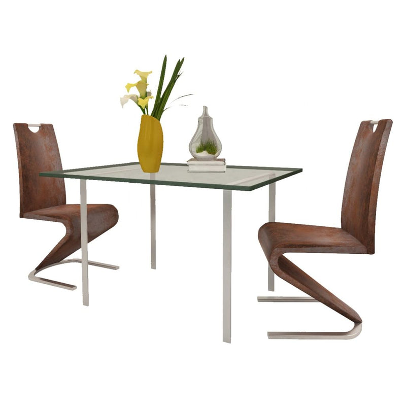 Dealsmate  Dining Chairs 2 pcs Brown Faux Leather