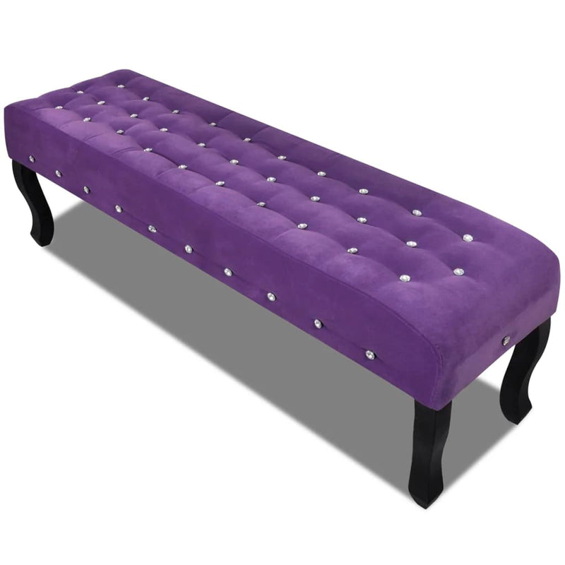 Dealsmate  Purple Bench Velvet Fabric with Crystal Buttons