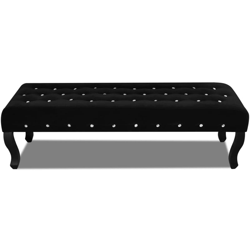 Dealsmate  Black Bench Velvet Fabric with Crystal Buttons