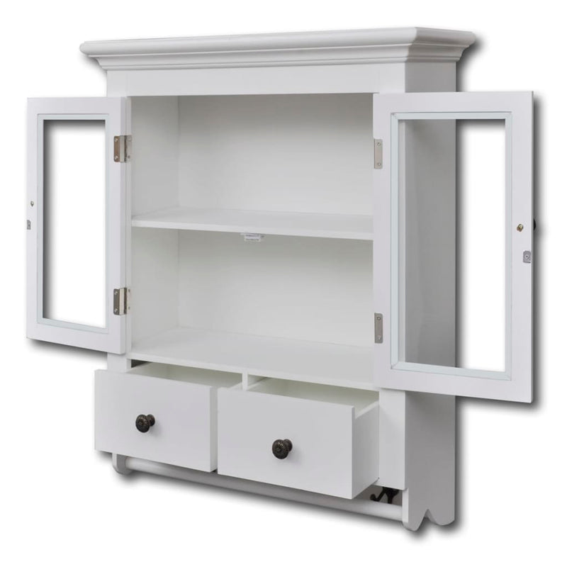 Dealsmate  Wooden Kitchen Wall Cabinet with Glass Door White