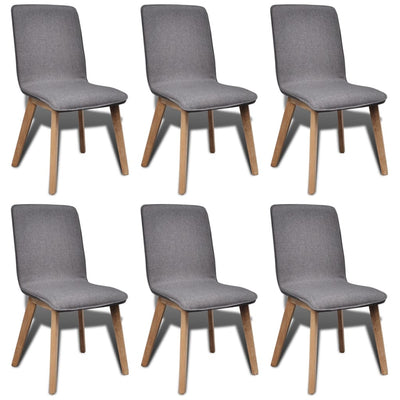 Dealsmate  Dining Chairs 6 pcs Light Grey Fabric and Solid Oak Wood (241153+241154)