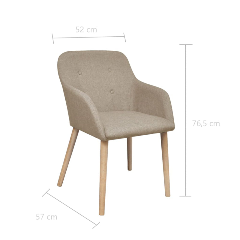 Dealsmate  Dining Chairs 4 pcs with Oak Frame Beige Fabric and Solid Oak Wood