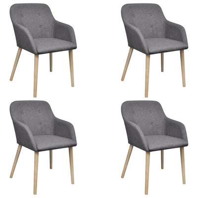 Dealsmate  Dining Chairs 4 pcs Light Grey Fabric and Solid Oak Wood