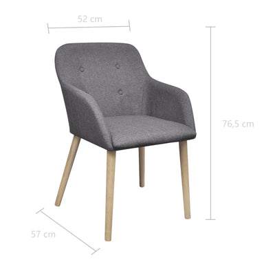 Dealsmate  Dining Chairs 4 pcs Light Grey Fabric and Solid Oak Wood