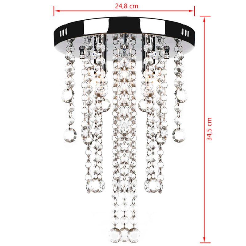 Dealsmate White Metal Ceiling Lamp with Crystal Beads