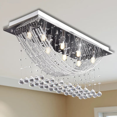 Dealsmate  Ceiling Lamp with Glittering Glass Crystal Beads 8 x G9 29 cm