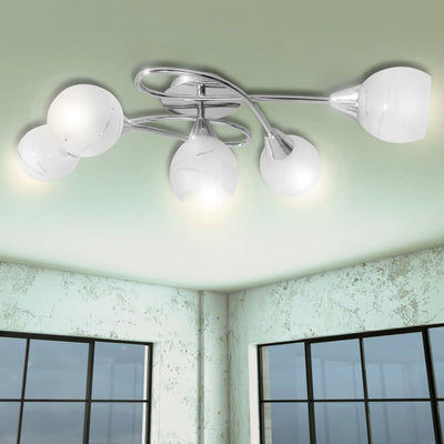 Dealsmate Ceiling Lamp with Glass Shades for 5 E14 Bulbs