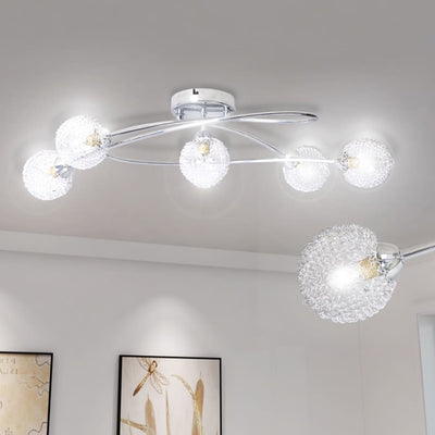 Dealsmate Ceiling Lamp with Mesh Wire Shades for 5 G9 Bulbs