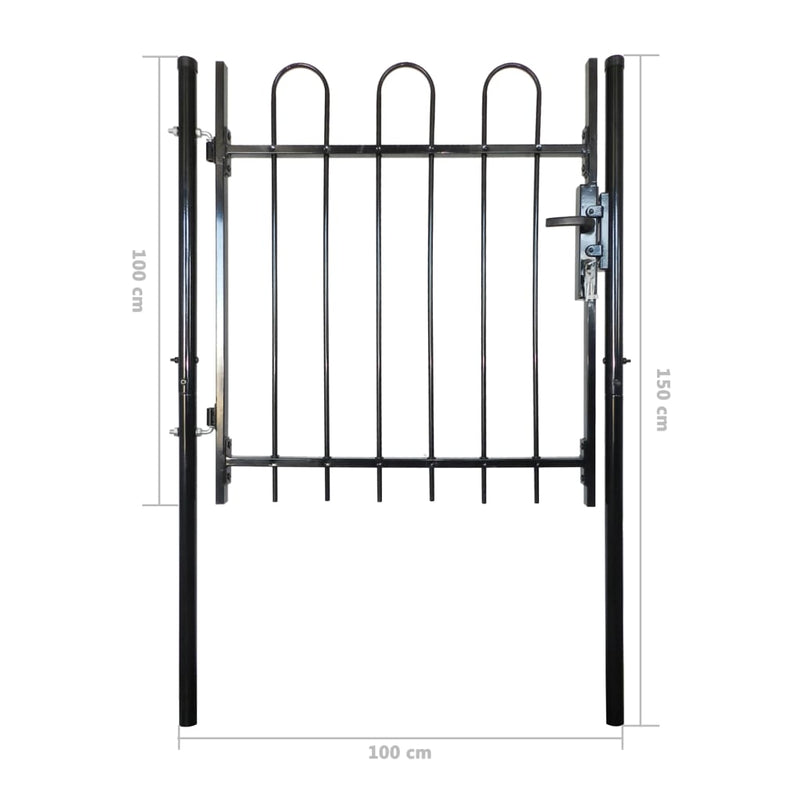 Dealsmate Single Door Fence Gate with Hoop Top 100 x 100 cm