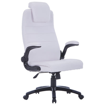 Dealsmate White Artificial Leather Swivel Chair Adjustable