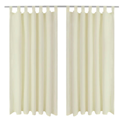 Dealsmate 2 pcs Cream Micro-Satin Curtains with Loops 140 x 225 cm