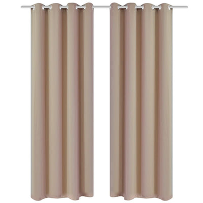 Dealsmate 2 pcs Cream Blackout Curtains with Metal Rings 135 x 245 cm