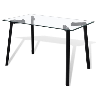 Dealsmate  Dining Table with Glass Top and Black Legs