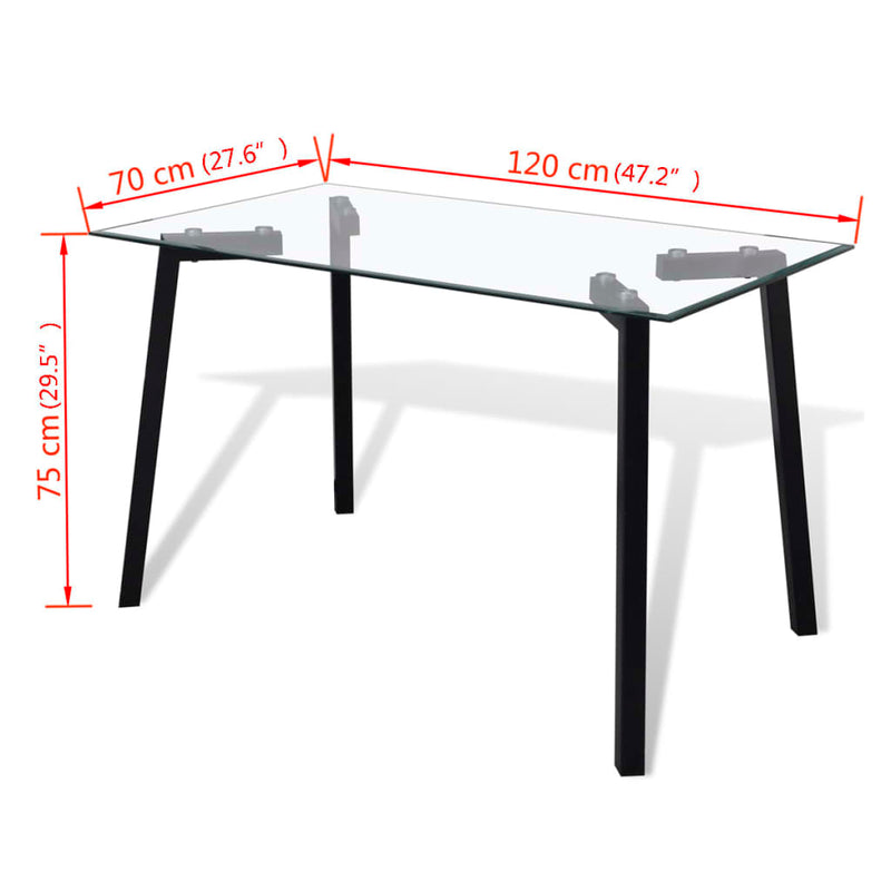 Dealsmate  Dining Table with Glass Top and Black Legs