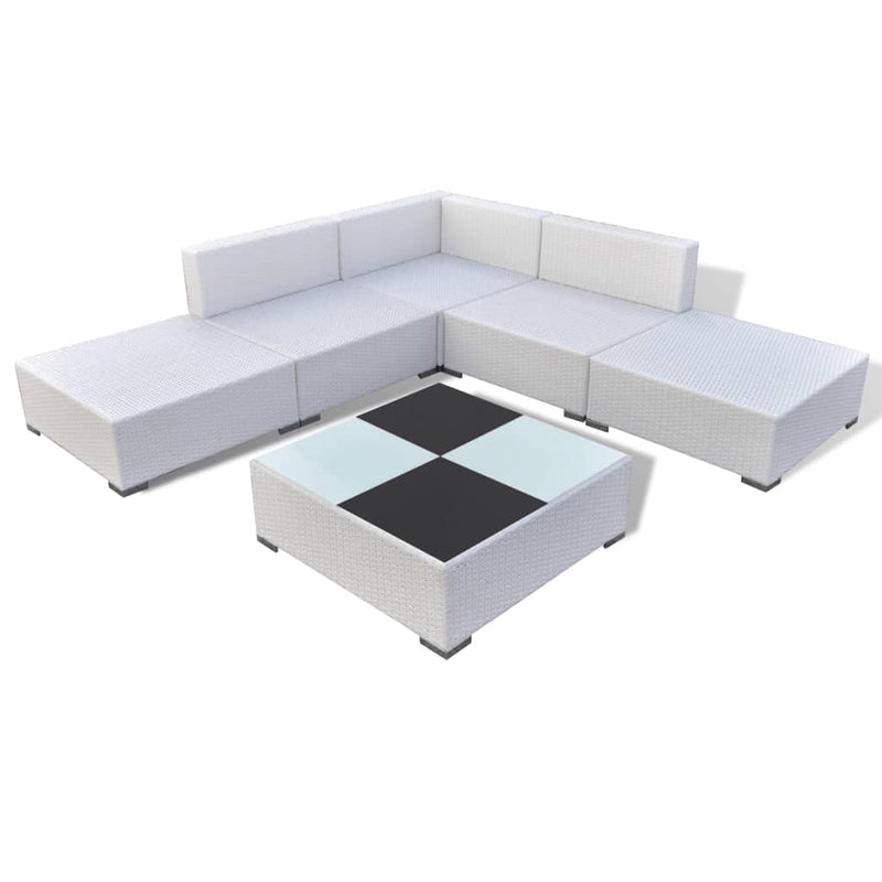 Dealsmate  6 Piece Garden Lounge Set with Cushions Poly Rattan White