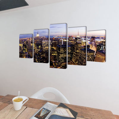 Dealsmate Canvas Wall Print Set Birds Eye View of New York Skyline 100 x 50 cm