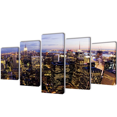 Dealsmate Canvas Wall Print Set Birds Eye View of New York Skyline 200 x 100 cm