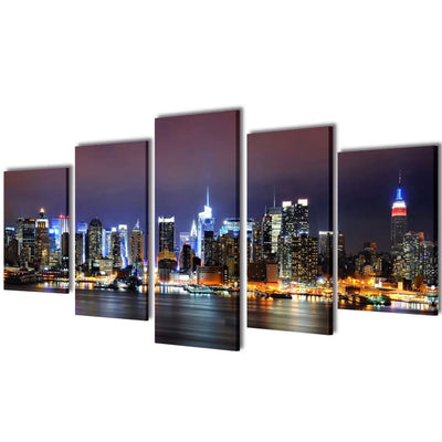 Dealsmate Canvas Wall Print Set Colourful New York Skyline 100 x 50 cm