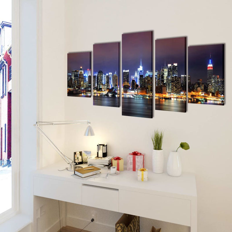 Dealsmate Canvas Wall Print Set Colourful New York Skyline 200 x 100 cm