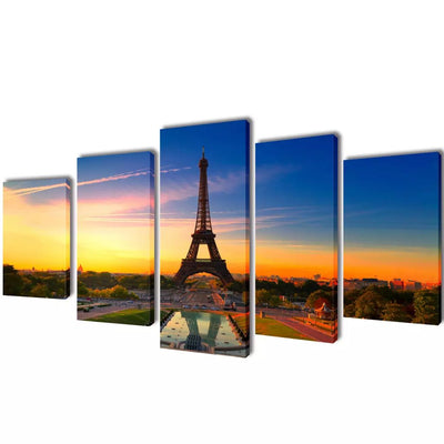 Dealsmate Canvas Wall Print Set Eiffel Tower 100 x 50 cm