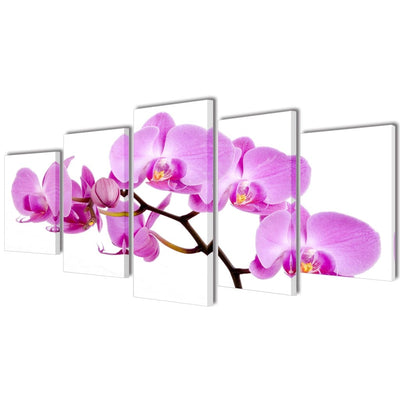 Dealsmate Canvas Wall Print Set Orchid 100 x 50 cm