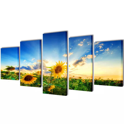 Dealsmate Canvas Wall Print Set Sunflower 100 x 50 cm