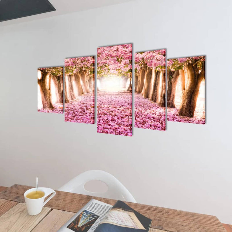 Dealsmate Canvas Wall Print Set Cherry Blossom 100 x 50 cm