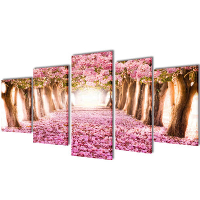 Dealsmate Canvas Wall Print Set Cherry Blossom 200 x 100 cm