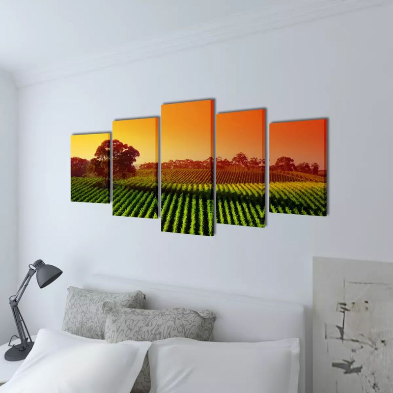 Dealsmate Canvas Wall Print Set Fields 100 x 50 cm 