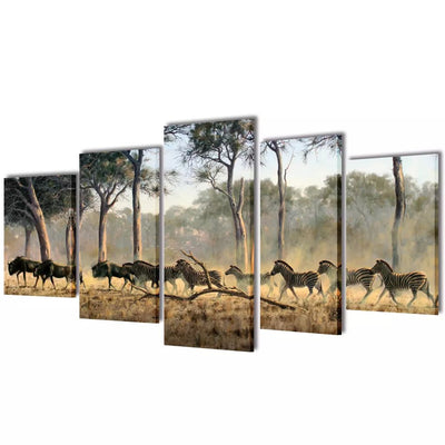 Dealsmate Canvas Wall Print Set Zebras 100 x 50 cm